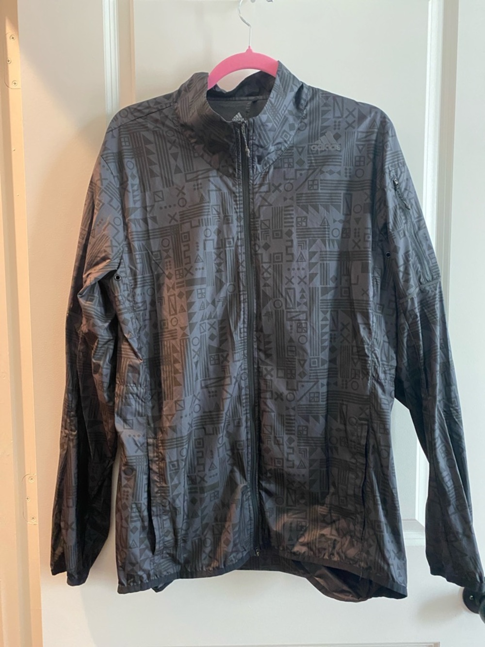 Adidas Black Geometric Energy Running Climastorm Jacket
